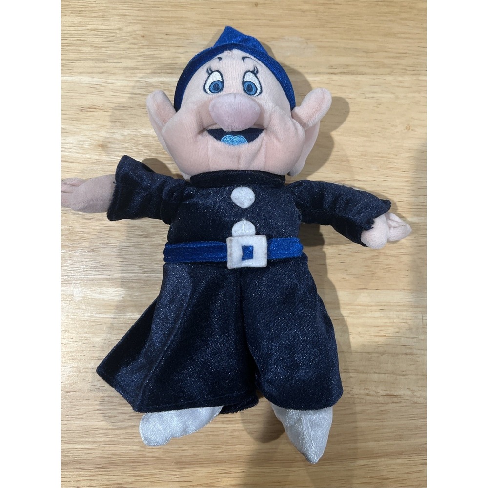 Disney Store Dopey Plush Stuffed Doll Small Blue Robe Soft Toy Dwarf Snow White